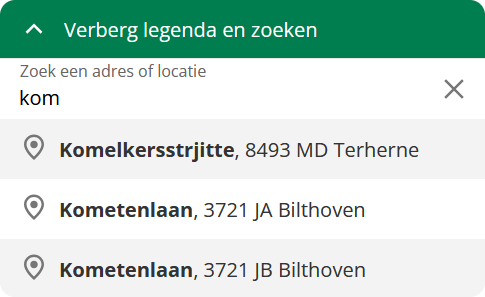 Legenda van een kaart