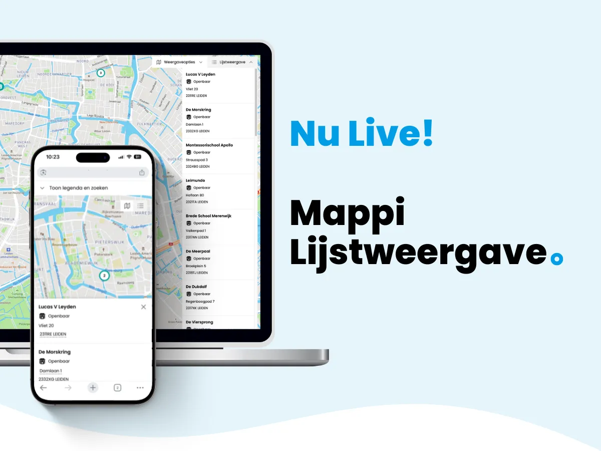 Mappi Lijstweergave teaserafbeelding card "nu live! Mappi Lijstweergave"