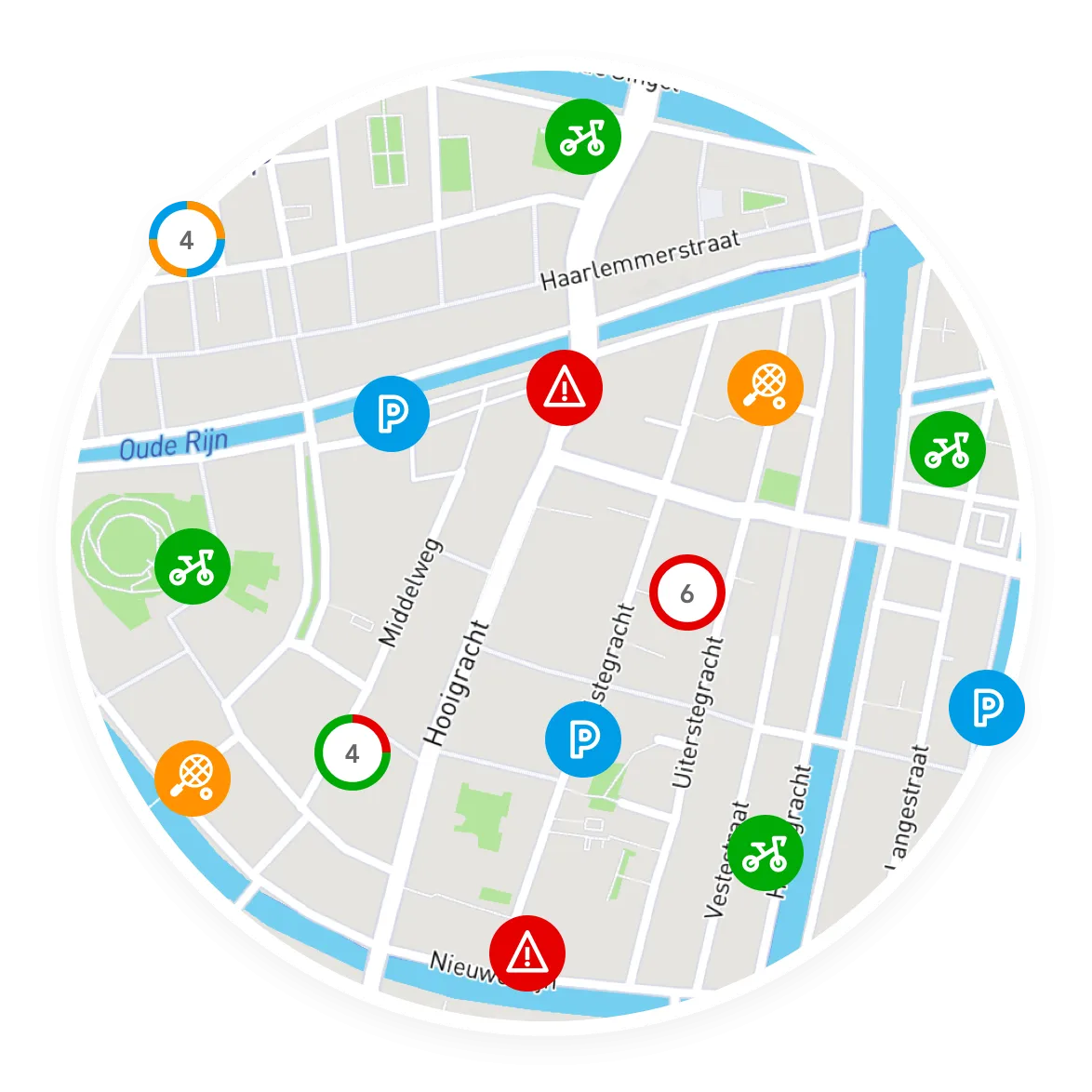 Kaartillustratie in cirkel