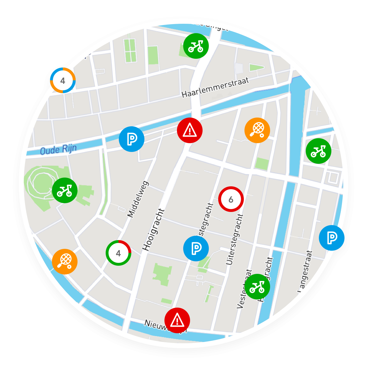 Kaartillustratie in cirkel